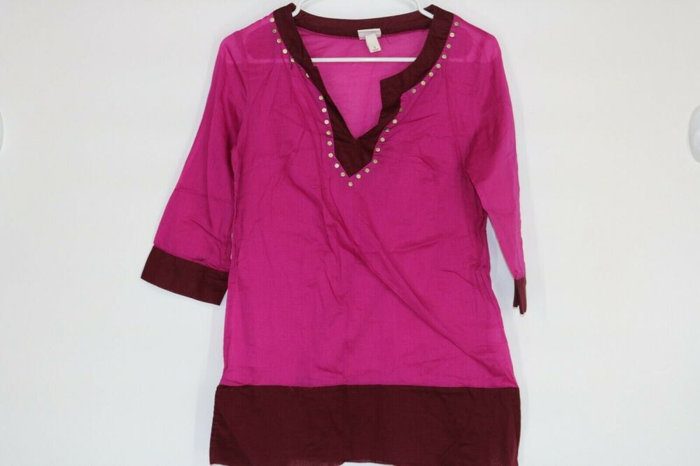 Merona Multi-tone Pink V-Neck 3/4 Sleeve Blouse Women’s Size Small